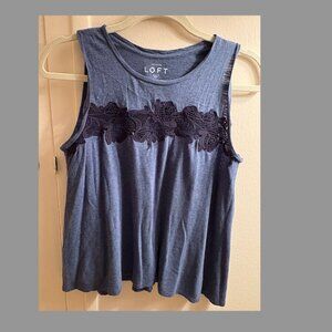 LOFT sleeveless top with embroidery detail, XS